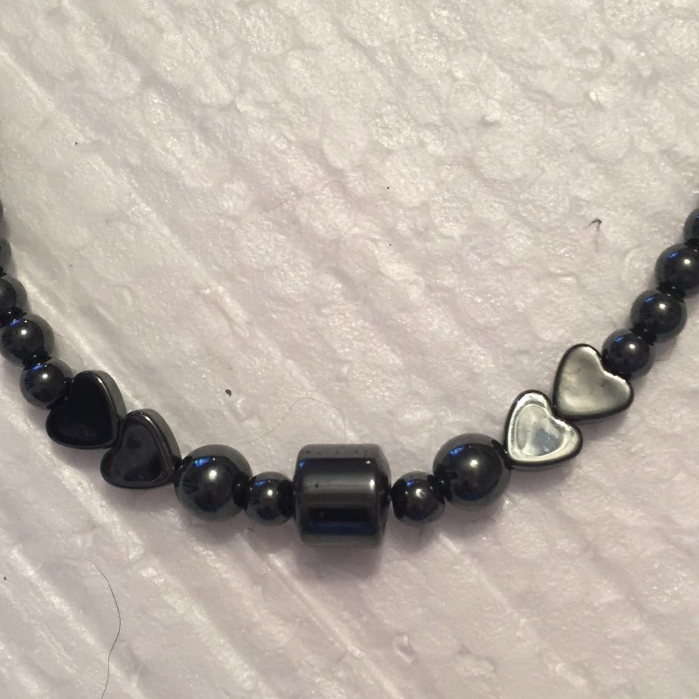3/$15 Graphite Necklace with Heart Beads